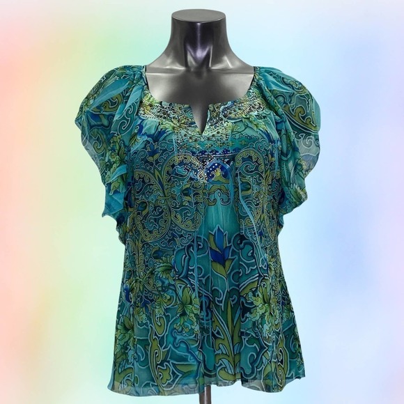 ONE World Live & Let Live Multicolor Paisley Top - Picture 11 of 11